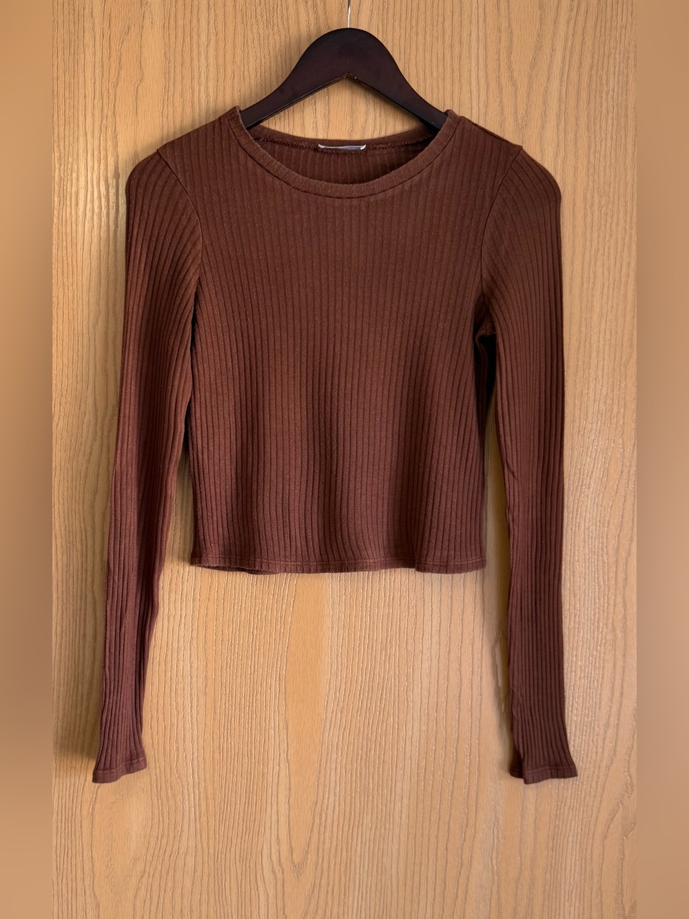 Reformation | SZ XS | Brown Jackie Ribbed Crop Top Long Sleeve Tencel Blend